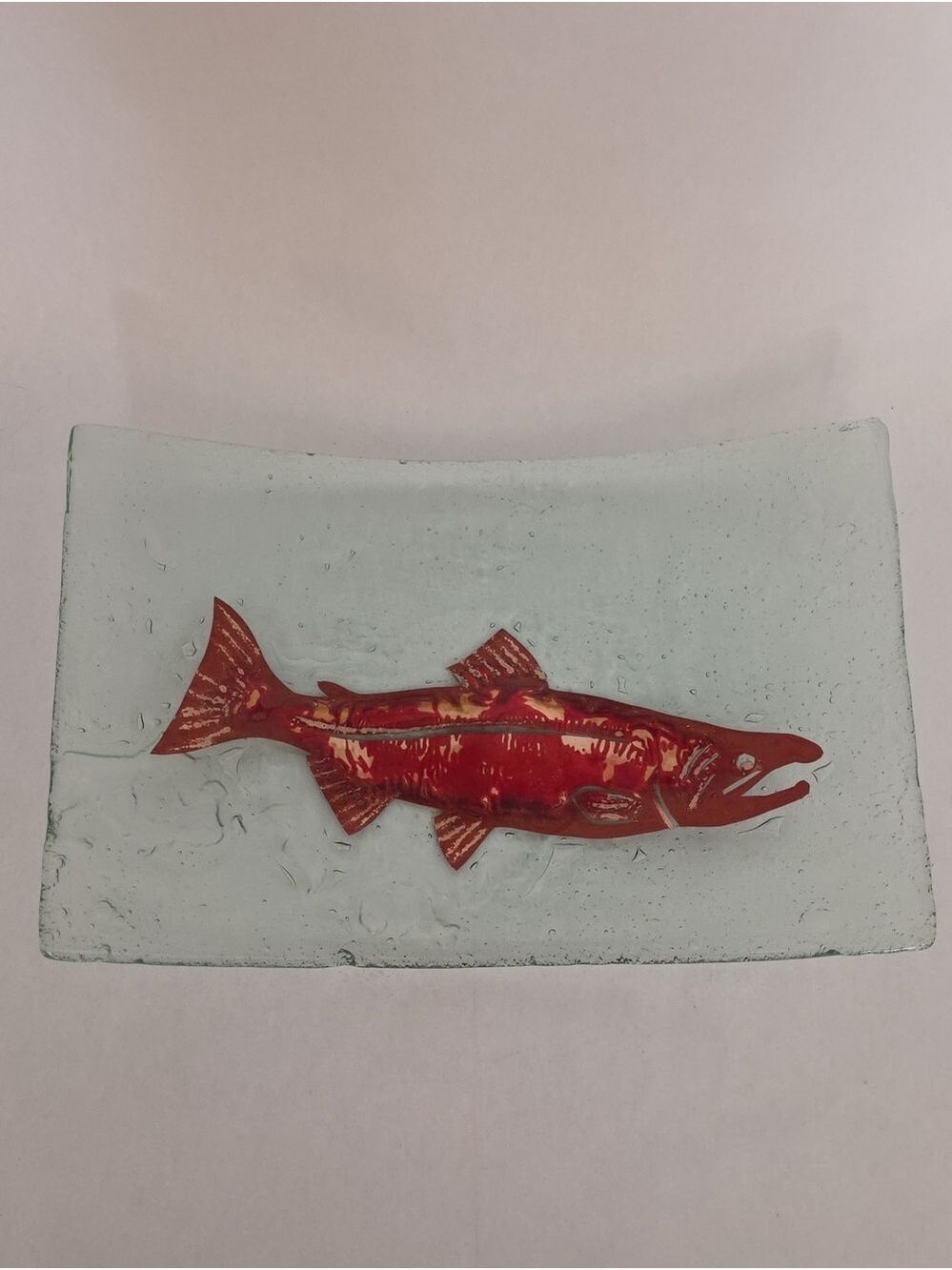 Jones Glassworks Seattle Fused Glass & Copper Salmon Slumped Serving Platter